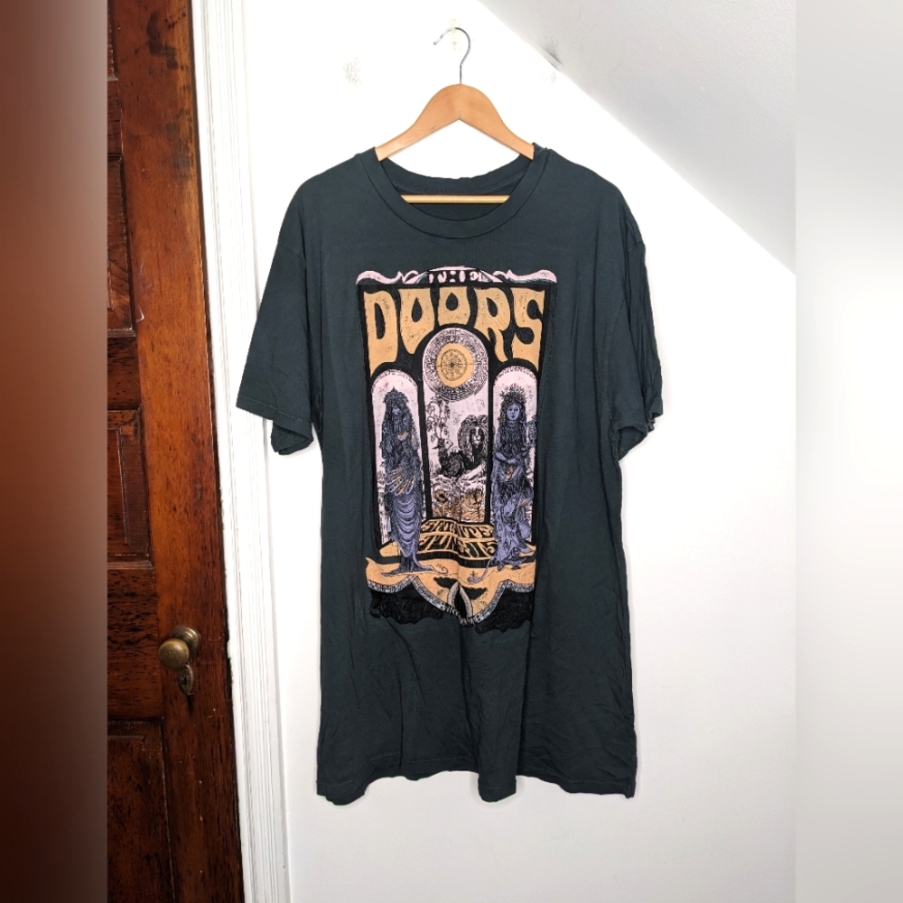 DAYDREAMER The Doors Graphic Band Tee Shirt Dress in Black NEW Size XL